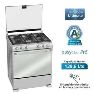 Cocina Gas Mabe EME7682 30" Inox 5 Hornillas